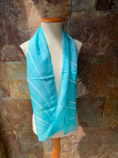 Foulard vintage italiano años 70 color verde aguamarina y blanco