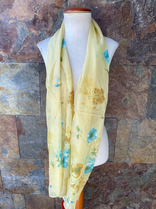Foulard vintage italiano, colores amarillo, mostaza, azul y verde DOMINGUEZ