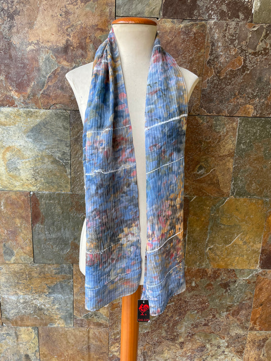 Foulard vintage italiano, colores mostaza, salmón y azul GAL-LUS