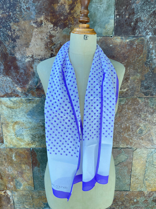 Foulard vintage italiano años 70 en colores blanco y malva SAINT MICHELE