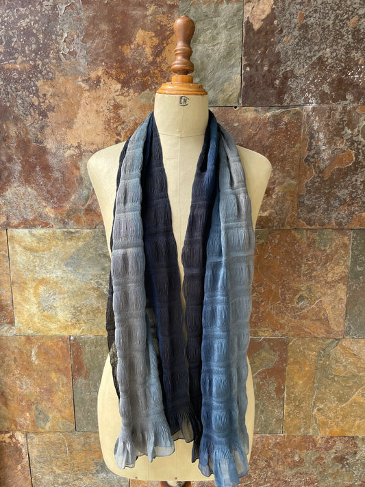 Foulard vintage italiano años 70 en tonos azules y negros
