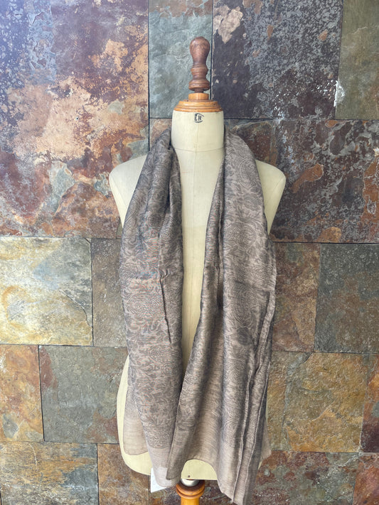 Foulard vintage italiano años 70 en tonos marrones DOMINGUEZ