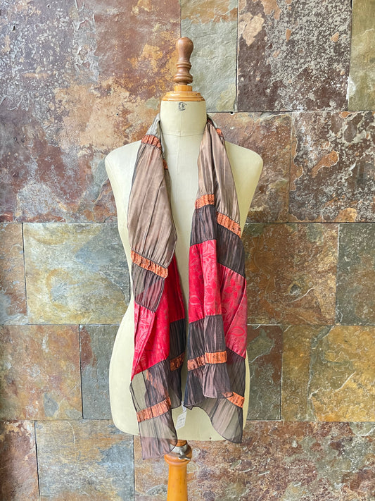 Foulard vintage italiano años 70 en tonos marrones y rojizos