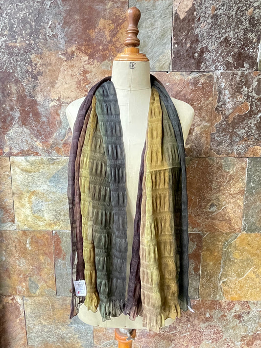 Foulard vintage italiano años 70 en tonos verdes y marrones