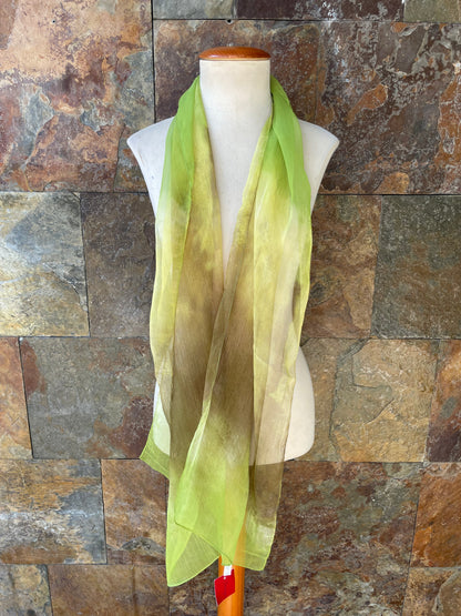 Foulard vintage italiano, tonos amarillo, marrón y verde ácido DOMINGUEZ