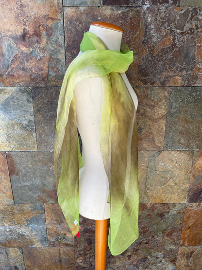 Foulard vintage italiano, tonos amarillo, marrón y verde ácido DOMINGUEZ