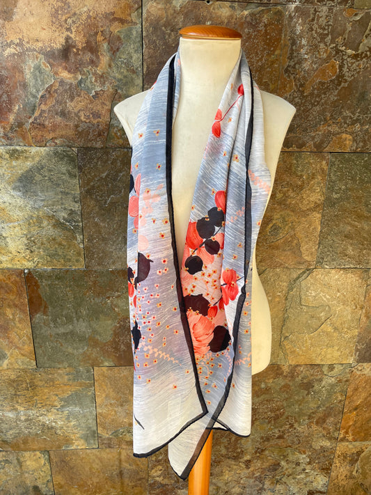 Foulard vintage italiano, tonos azules salmón y mostaza GIM RENOIR