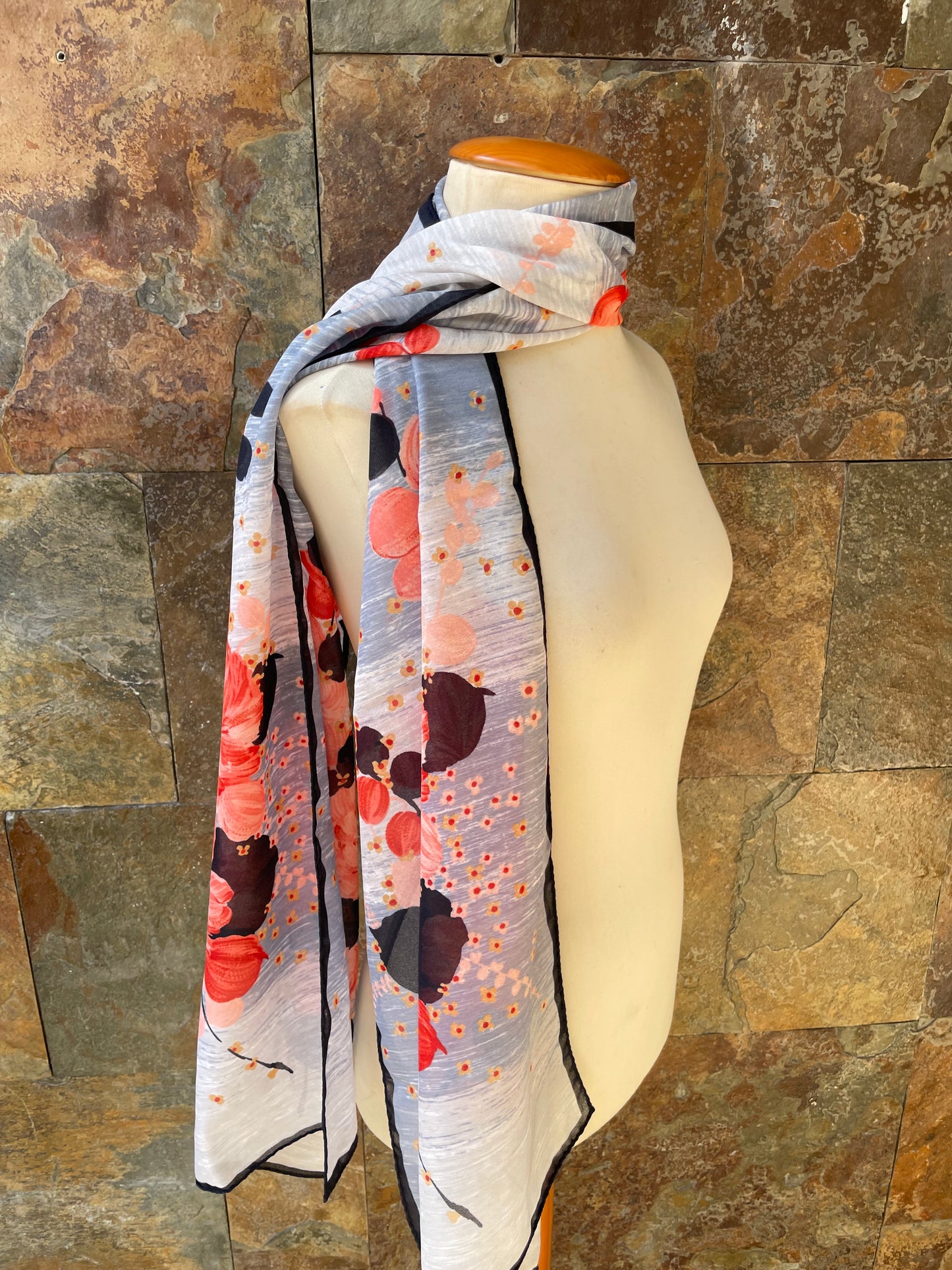 Foulard vintage italiano, tonos azules salmón y mostaza GIM RENOIR