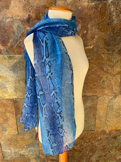 Foulard vintage italiano, tonos azules y animal print DOMINGUEZ
