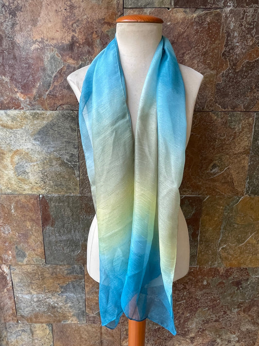 Foulard vintage italiano, tonos azules y verdes DONATZELLI