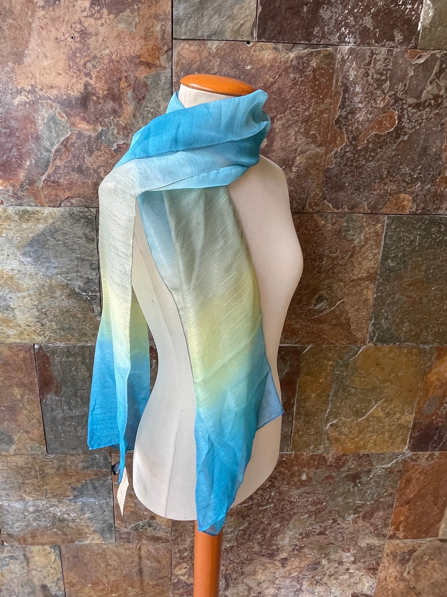 Foulard vintage italiano, tonos azules y verdes DONATZELLI
