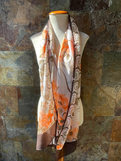 Foulard vintage italiano tonos beige, salmón y marrón FIORINNI