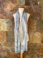 Foulard vintage italiano tonos celeste pálido, gris y rosado TEXSCOTT