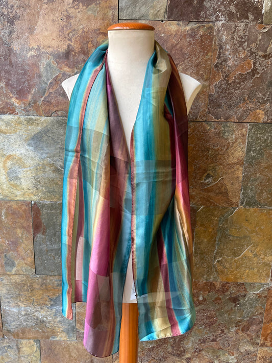 Foulard vintage italiano, tonos dorados, marrones y azules DOMINGUEZ