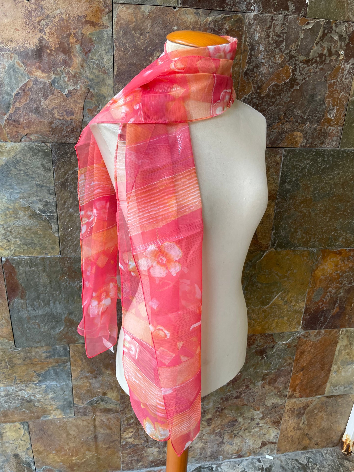 Foulard vintage italiano, tonos salmón, amarillo y beige GAL-LUS