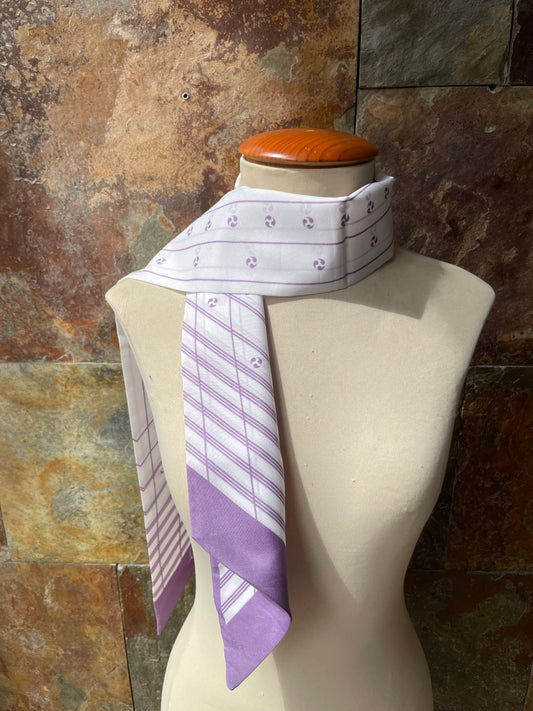 Foulard vintage italiano en colores malva y blanco GIM RENOIR