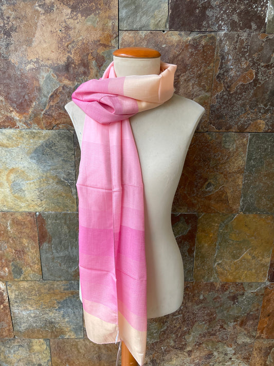 Foulard vintage italiano en tonos rosas y salmón de seda y algodón DOMINGUEZ