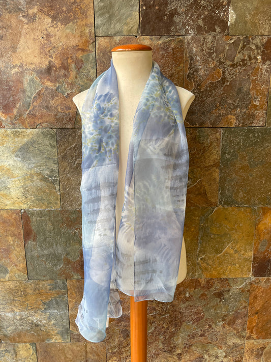 Foulard vintage italiano, tonos azules y verdes GAL-LUS