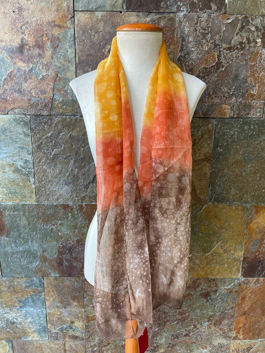 Foulard vintage italiano, tonos marrones, naranjas y amarillos DOMINGUEZ