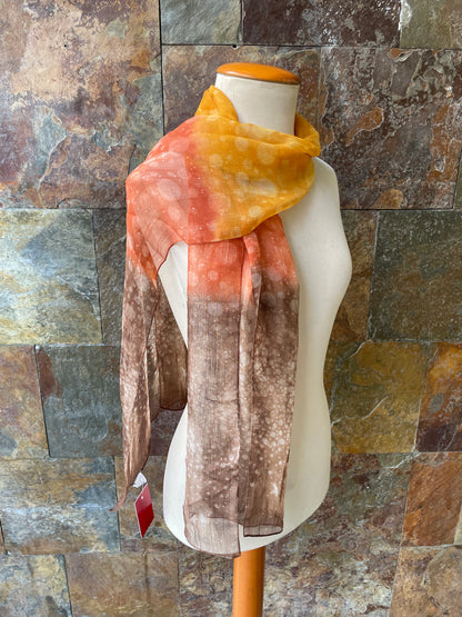 Foulard vintage italiano, tonos marrones, naranjas y amarillos DOMINGUEZ