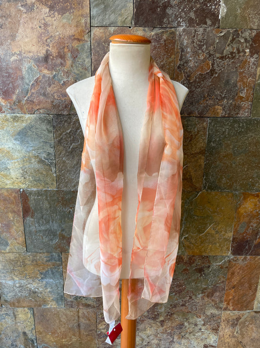 Foulard vintage italiano, tonos melocotón y beige DOMINGUEZ