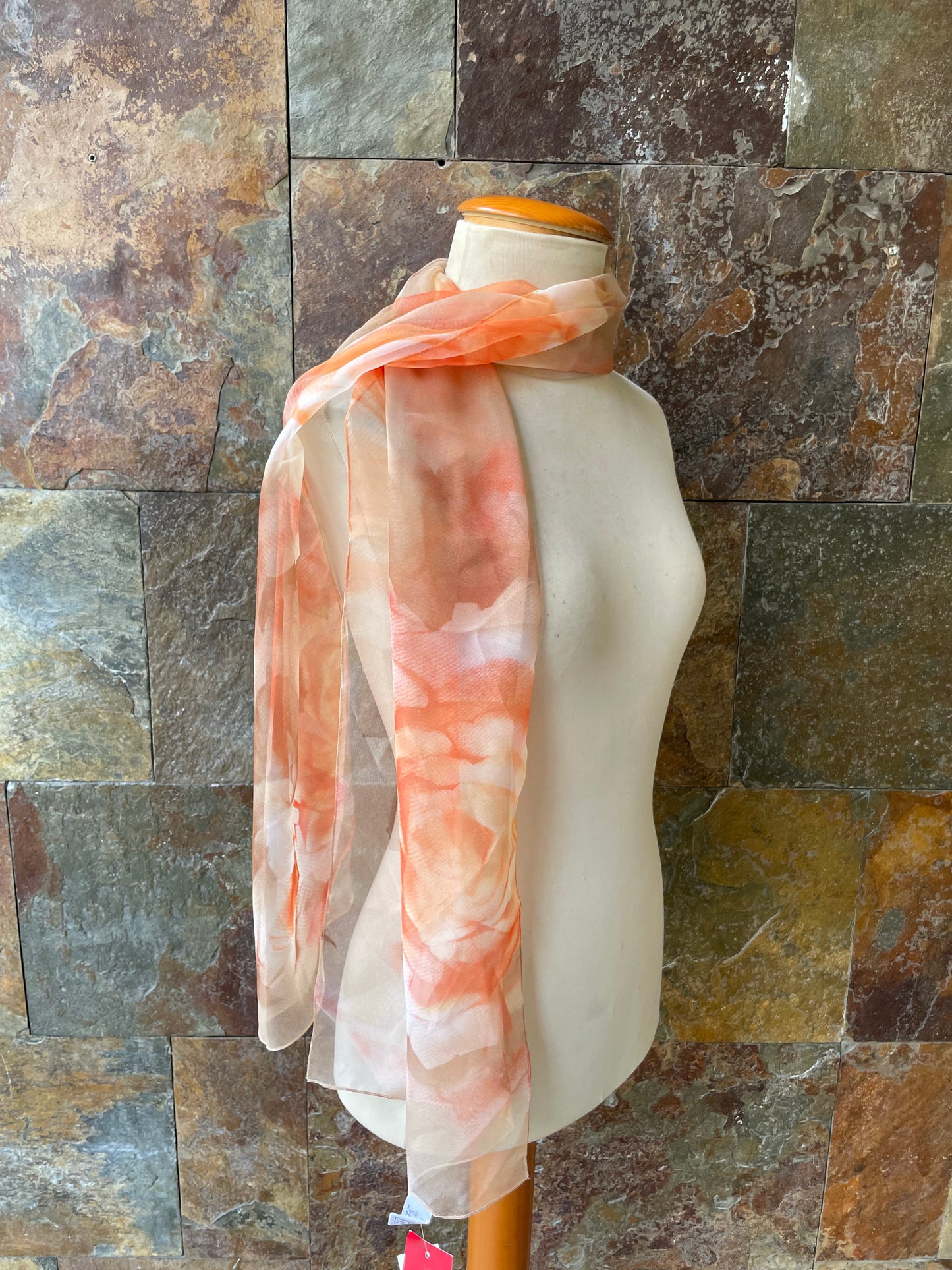 Foulard vintage italiano, tonos melocotón y beige DOMINGUEZ
