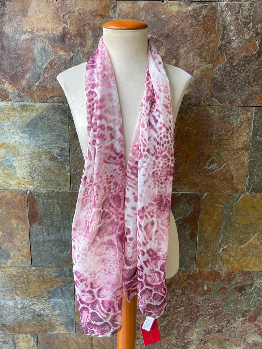 Foulard vintage italiano, tonos rosas con estampado animal print DOMINGUEZ