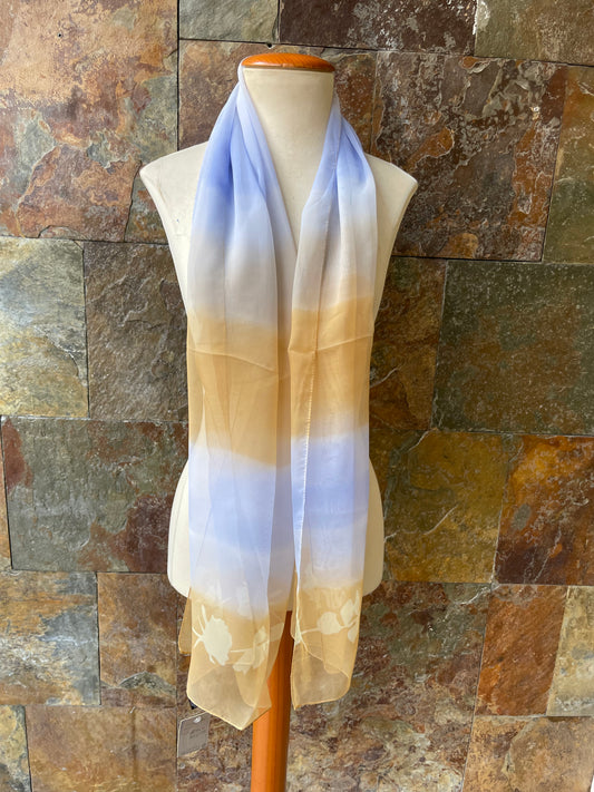 Foulard vintage, tonos mostaza y azul celeste DONATZELLI