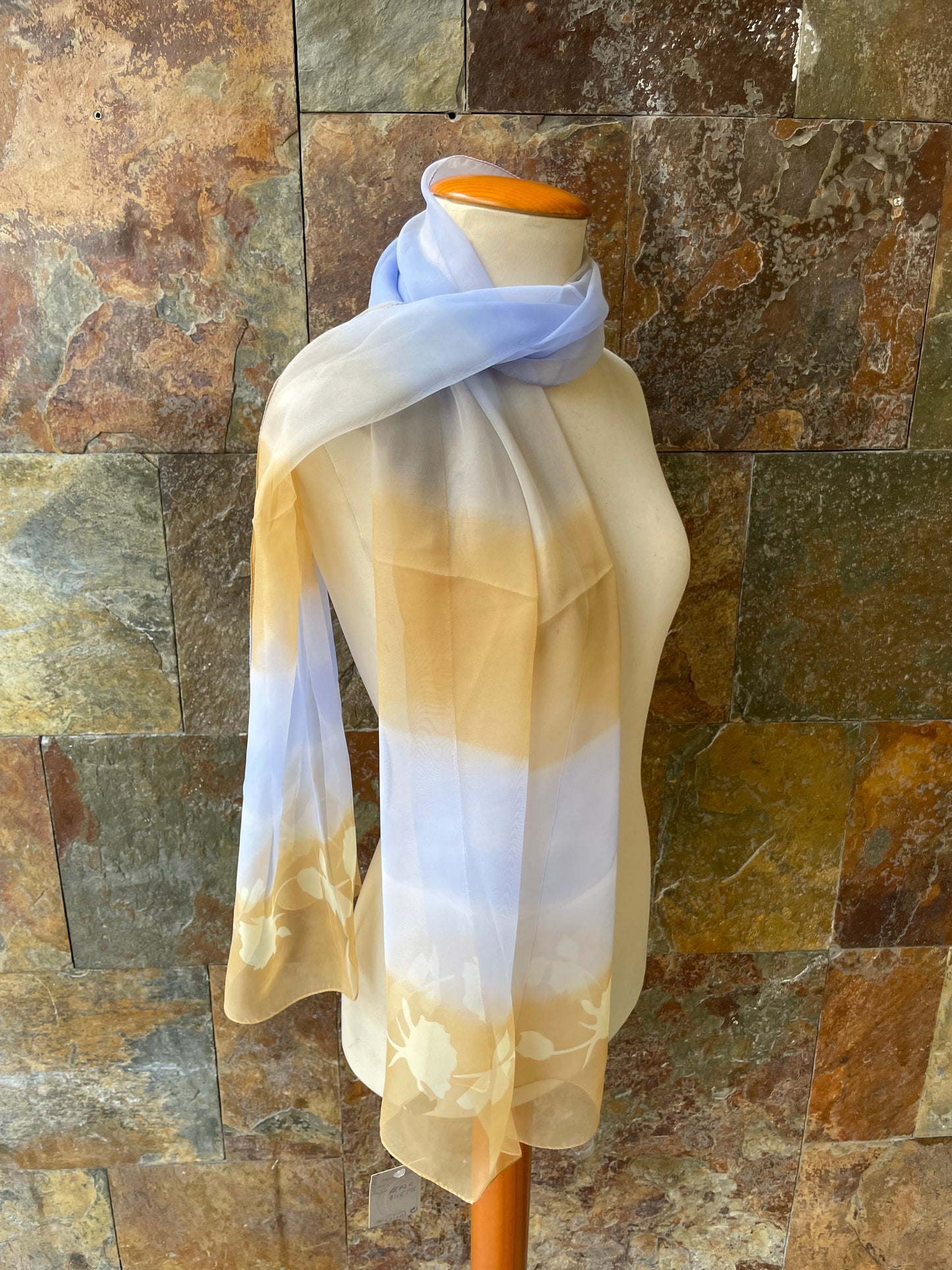 Foulard vintage, tonos mostaza y azul celeste DONATZELLI