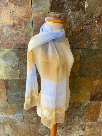 Foulard vintage, tonos mostaza y azul celeste DONATZELLI