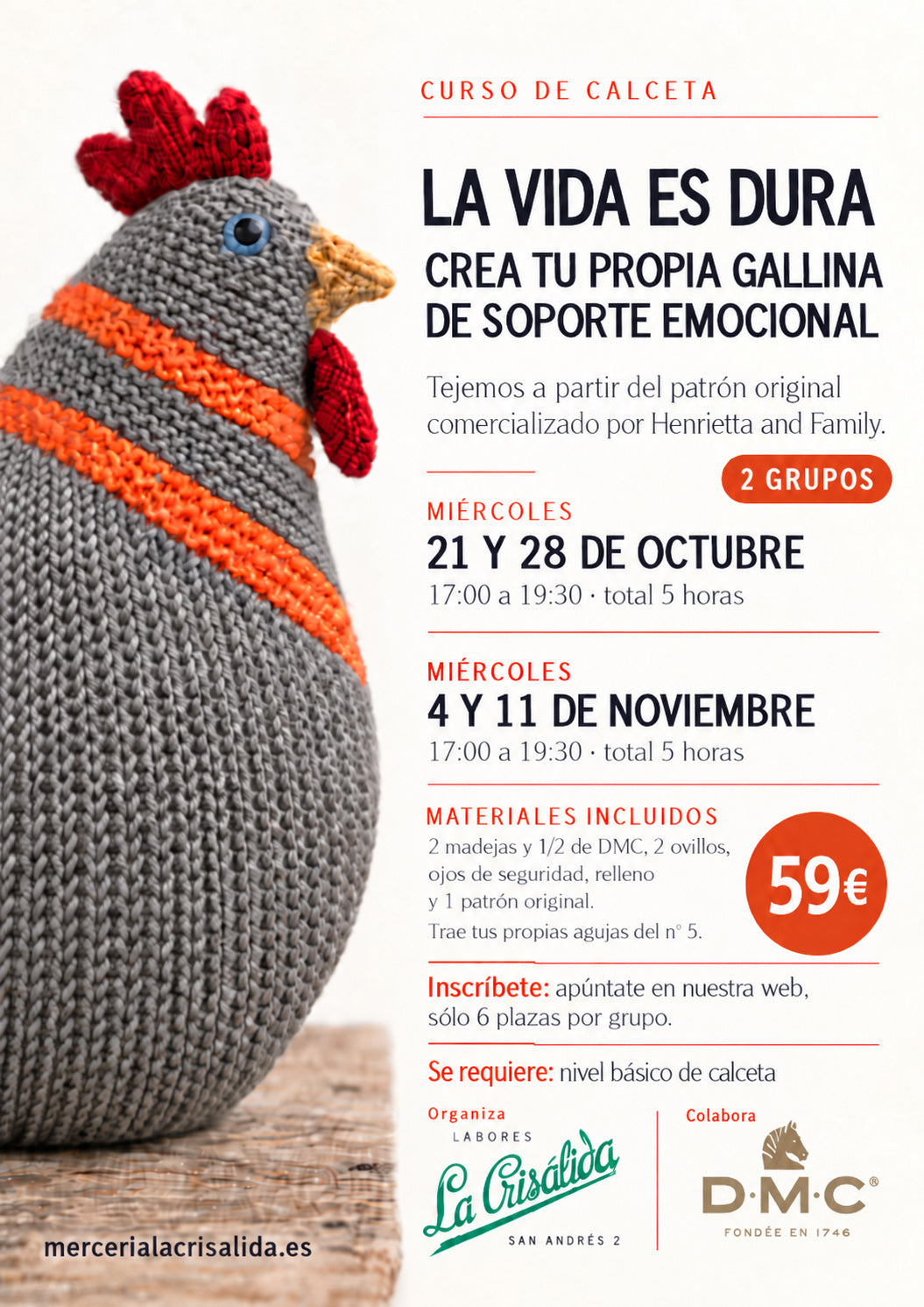Taller teje tu GALLINA para soporte emocional