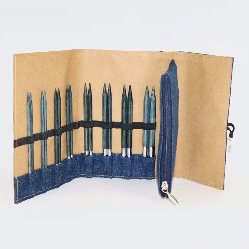 Juego de agujas intercambiables en estuche de tela (KnitPro Indigo Denim Special Collectors)