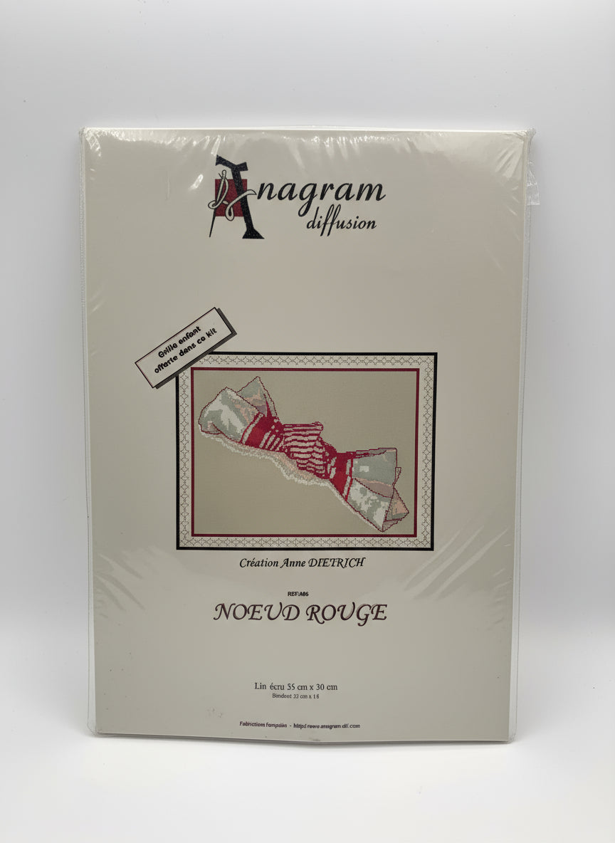 Kit de Punto de cruz Anagram Diffusion - 35x30cm - "Noeud rouge" - hilos incluidos