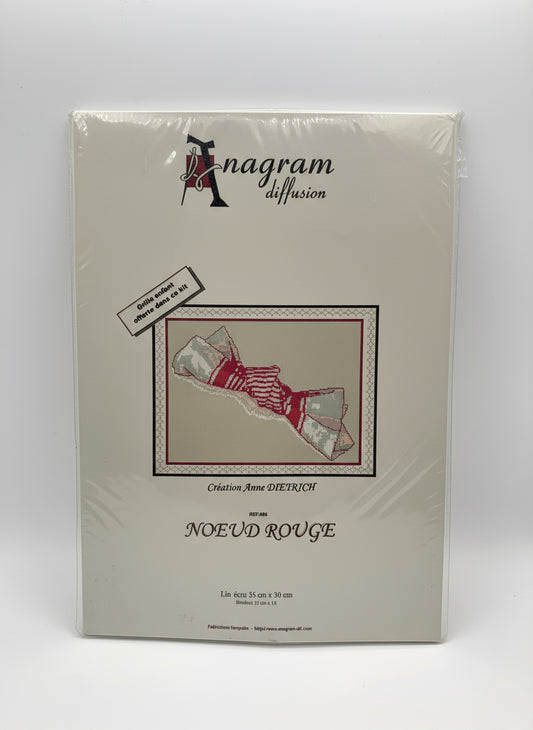 Kit de Punto de cruz Anagram Diffusion - 35x30cm - "Noeud rouge" - hilos incluidos