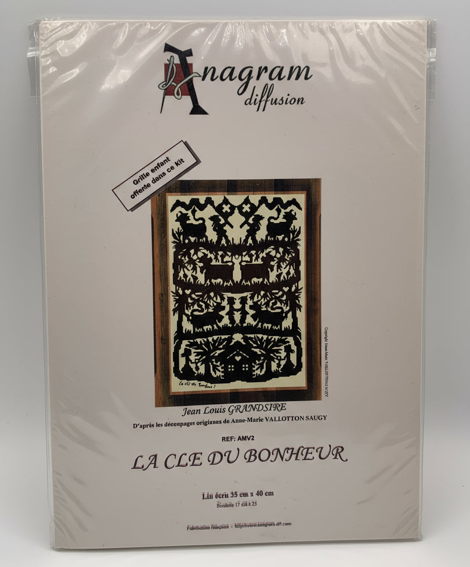 Kit de Punto de cruz Anagram Diffusion - 35x40cm - "La cle du bonheur" - hilos incluidos