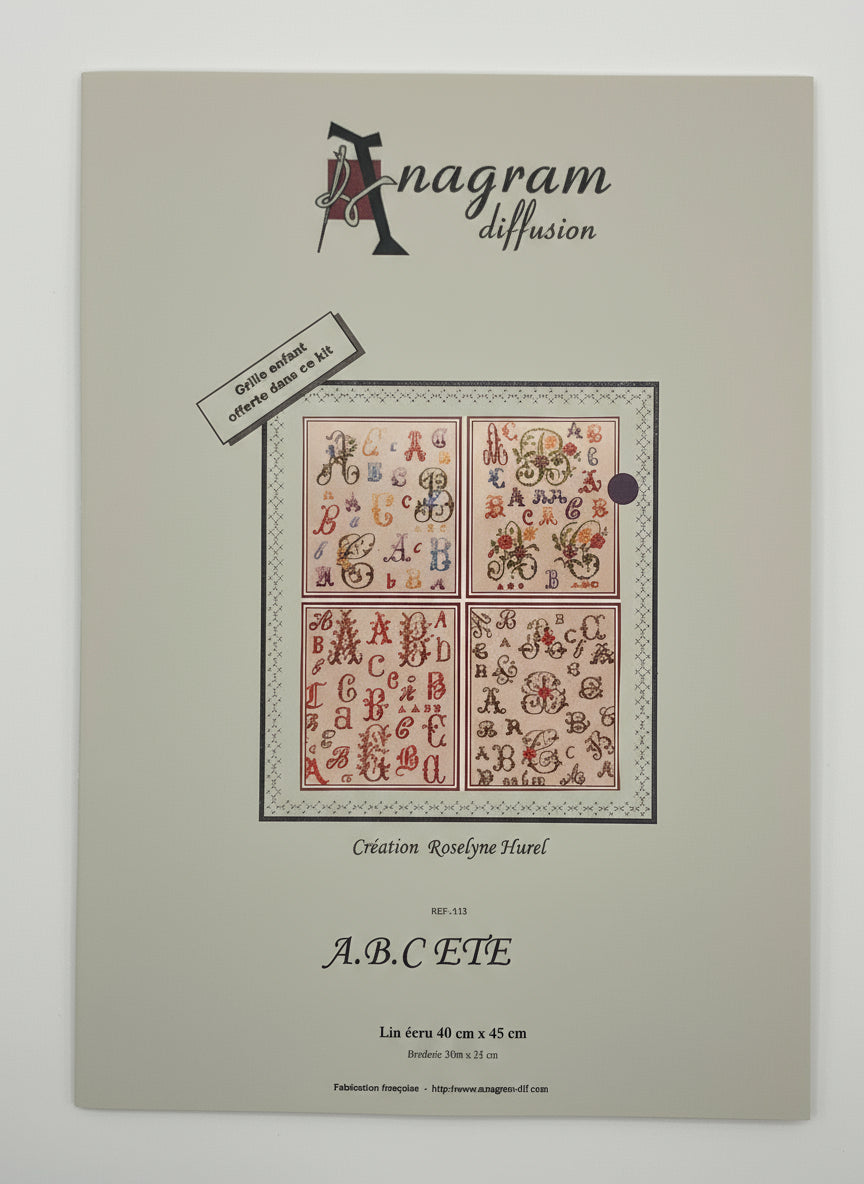 Kit de Punto de cruz Anagram Diffusion - 40x45cm - "A. B. C ETE" - hilos incluidos