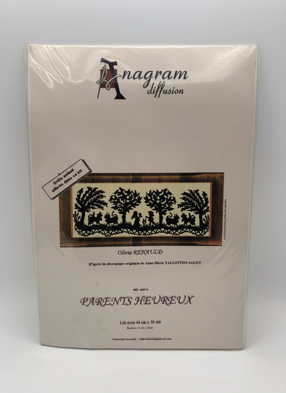 Kit de Punto de cruz Anagram Diffusion - 45x30cm - "Parents heureux" - hilos incluidos