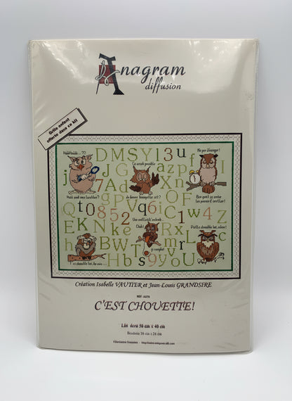 Kit de Punto de cruz Anagram Diffusion - 50x40cm - "Cèst chouette!" - hilos incluidos