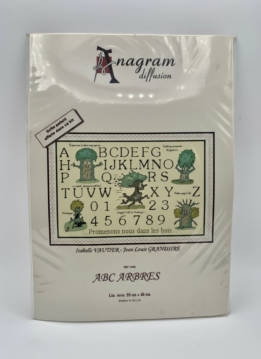 Kit de Punto de cruz Anagram Diffusion - 55x40cm - "ABC Arbres" - hilos incluidos