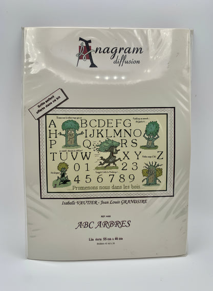 Kit de Punto de cruz Anagram Diffusion - 55x40cm - "ABC Arbres" - hilos incluidos