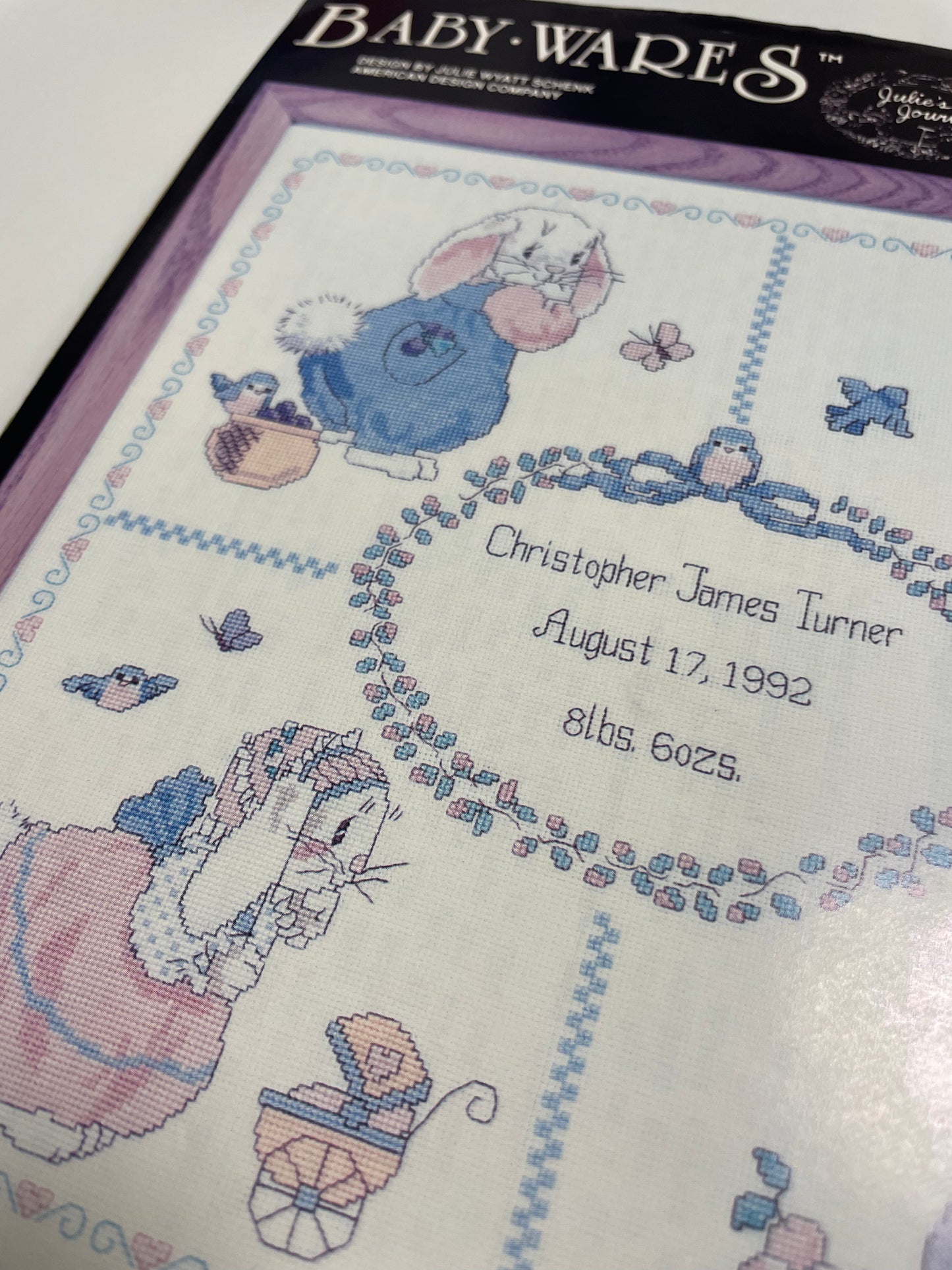 Kit de punto de cruz Baby wares - 35,6x35,6cm - "Nacimiento bebé" - hilos incluidos