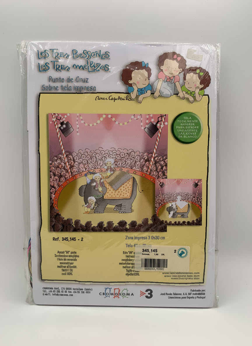 Kit de Punto de cruz Cromosoma - 40x40cm - "Las tres mellizas" - hilos incluidos