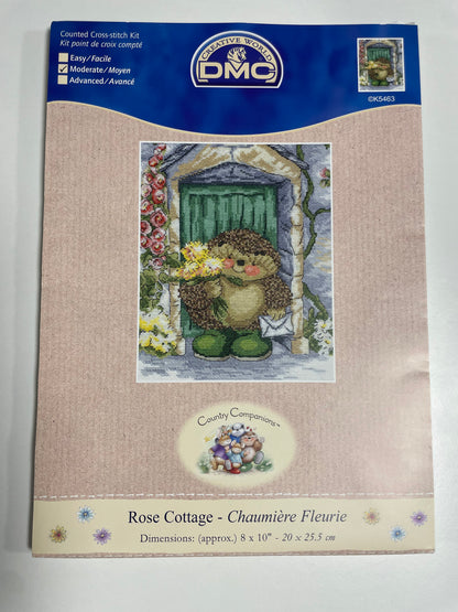 Kit de punto de cruz DMC - 20x25,5cm - "Erizo con flores" - hilos incluidos