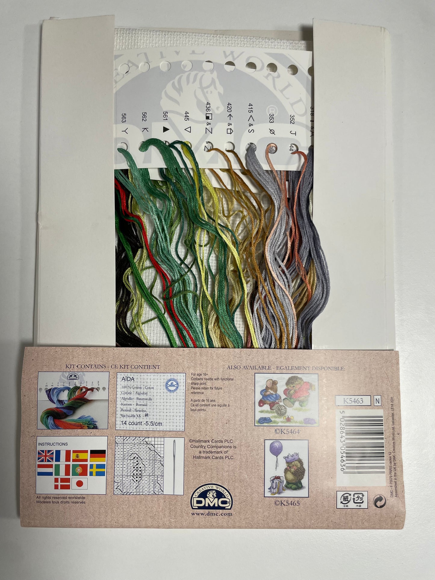 Kit de punto de cruz DMC - 20x25,5cm - "Erizo con flores" - hilos incluidos