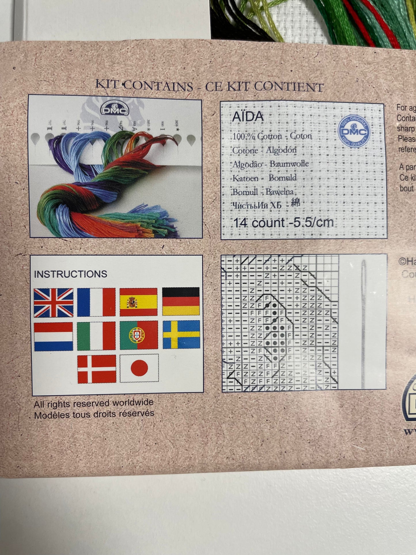 Kit de punto de cruz DMC - 20x25,5cm - "Erizo con flores" - hilos incluidos