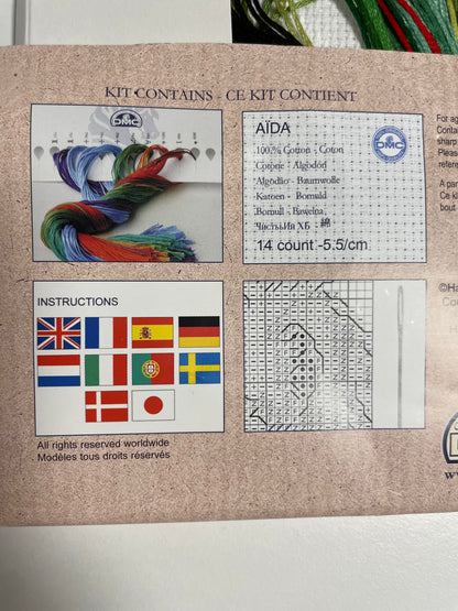 Kit de punto de cruz DMC - 20x25,5cm - "Erizo con flores" - hilos incluidos