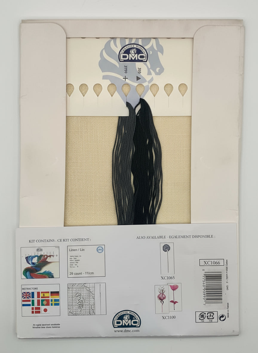 Kit de punto de cruz DMC - 42x12cm - "Fleur en dentelle résille" - hilos incluidos