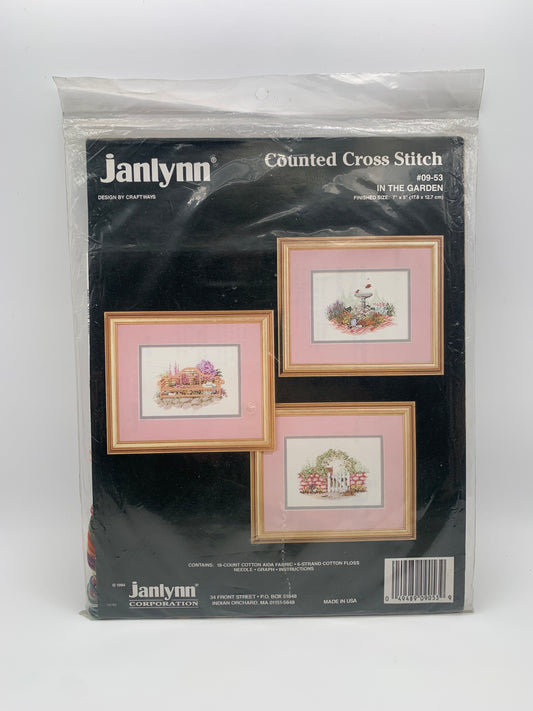 Kit de Punto de cruz Janlynn - 17,8x12,7cm - "En el jardín" - hilos incluidos