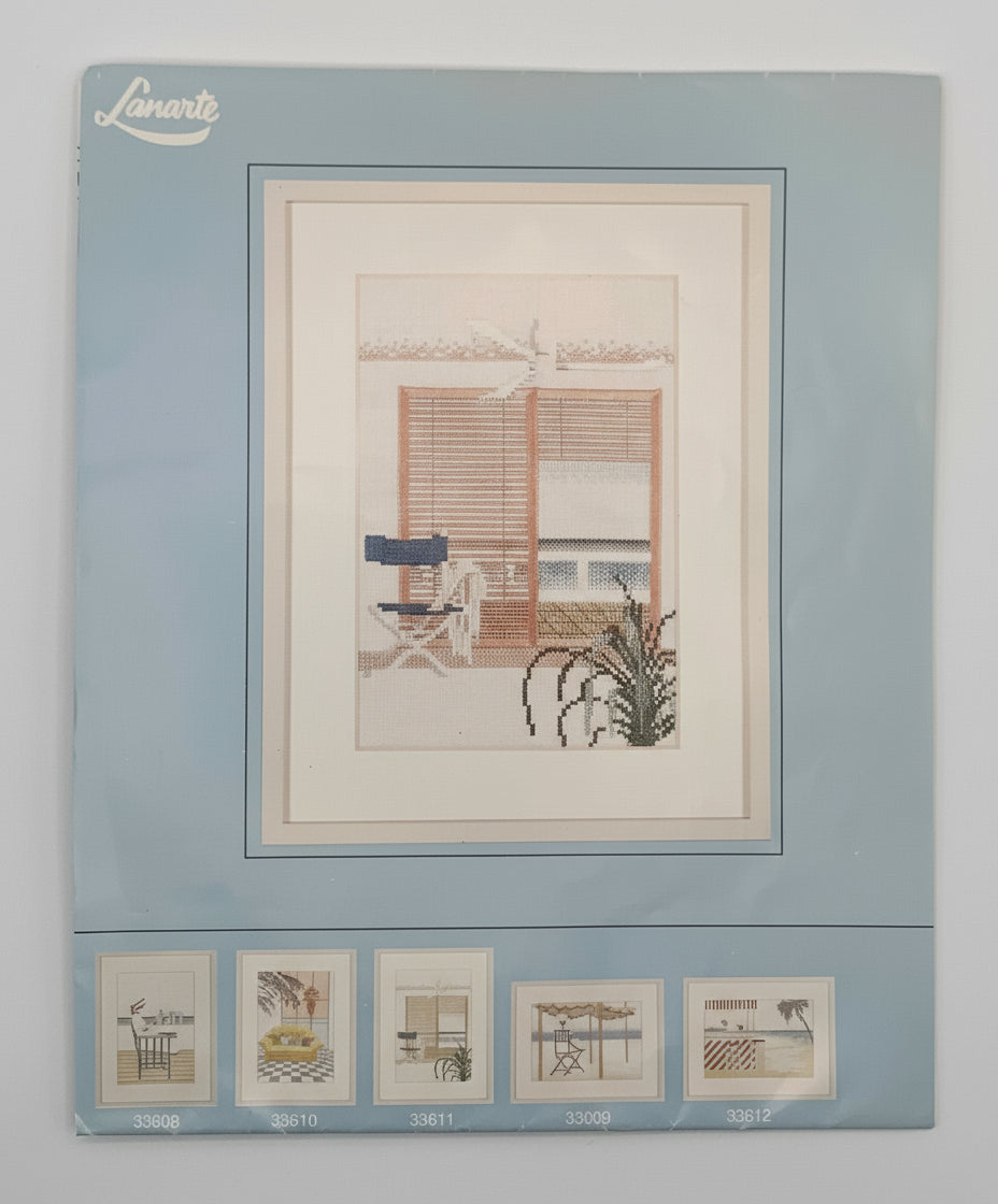 Kit de Punto de cruz Lanarte DMC - 22x15cm - "Ventanal" - hilos incluidos