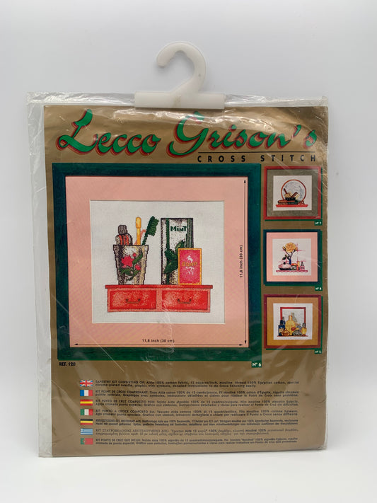 Kit de Punto de cruz Lecco Grison's - 30x30cm - "Cuarto de baño" - hilos incluidos